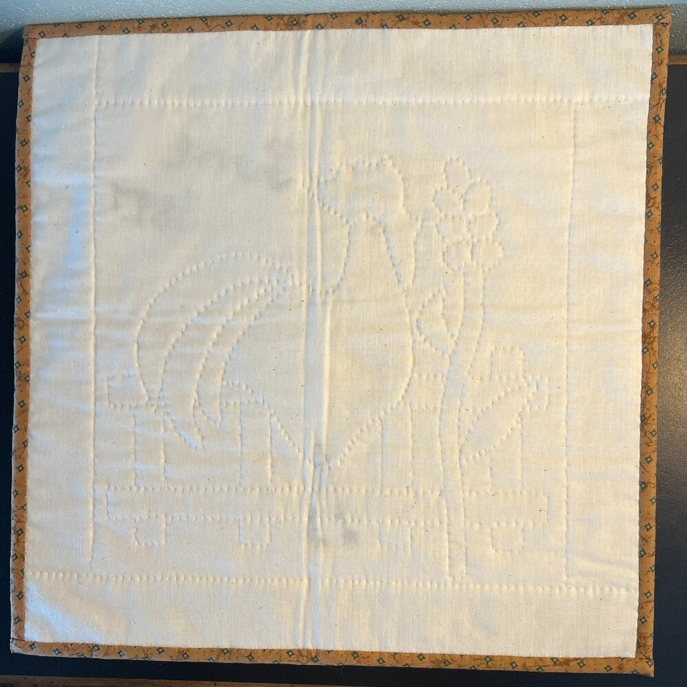 Hand Stitched ROOSTER Folk Art Patchwork Quilt Square Wall Hanging  Handcrafted - Picture 9 of 12